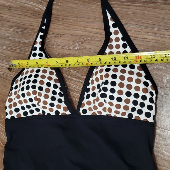 (12) AK Anne Klein One Piece Swimsuit Polka Dot Contemporary Resortwear Vacation - Picture 8 of 9